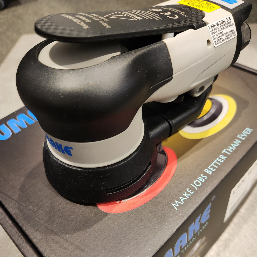 SUMAKE Industrial Air Orbital Sander - Non-Vacuum, 3"Pad, Water Resistant